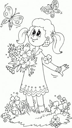 Flower Girl Coloring Page - Wedding Flower Girl Coloring - Clip ...