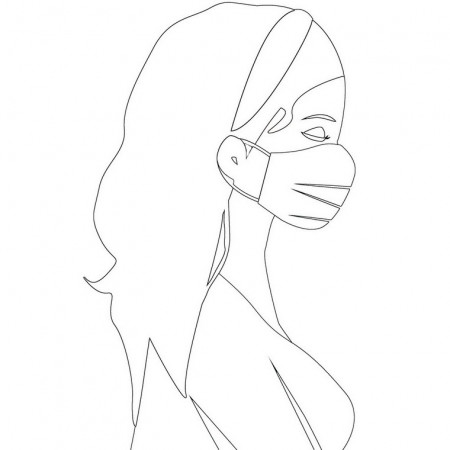Girl with Face Mask Coloring Page – Fun to Teach & Color
