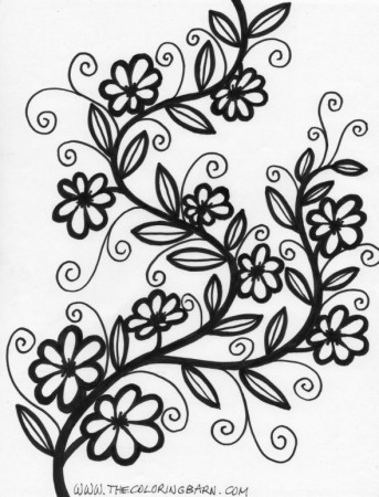 Flowers on a Vine Coloring Page | Flower coloring pages, Pattern coloring  pages, Coloring pages