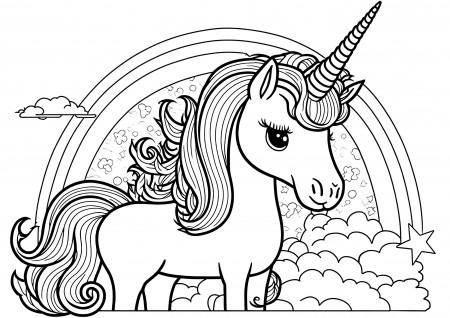 Unicorn and rainbow - Unicorns Kids Coloring Pages