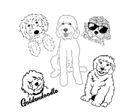Coloring Pages Goldendoodle Digital Downloadable Coloring - Etsy