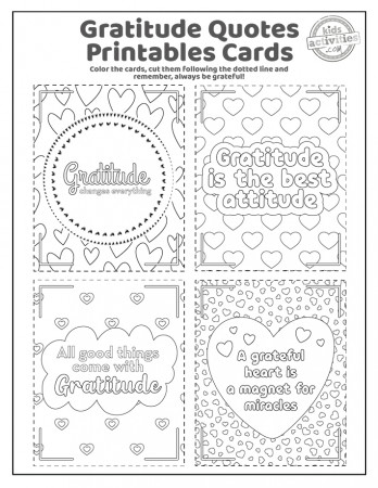 Printable Gratitude Quote Cards for Kids Coloring Pages | Kids Activities  Blog