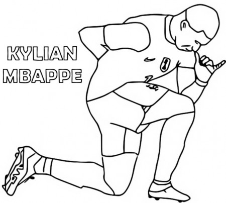 Coloring page 2022 French football team : Kylian Mbappé 1