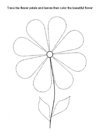 Flower Tracing Coloring Page - Free Printable Coloring Pages for Kids