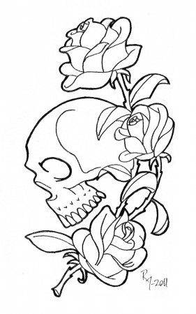 Skull With Roses Coloring Pages | Tattoo coloring book, Rose coloring pages,  Skull coloring pages