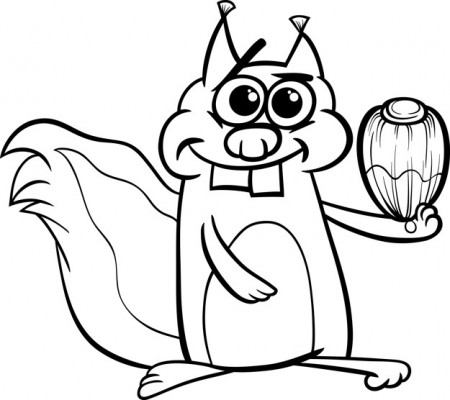 Premium Vector | Squirrel with nut coloring page