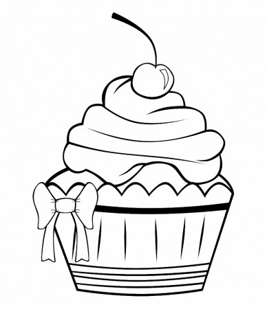 Birthday Cupcake Coloring Page Cake Pics For Drawing - Clip Art Library