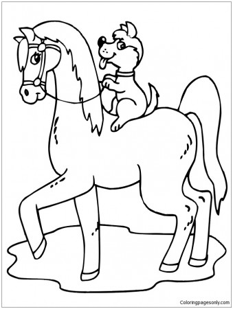 Kid Horse And Puppy Cute Coloring Pages - Horse Coloring Pages - Coloring  Pages For Kids And Adults