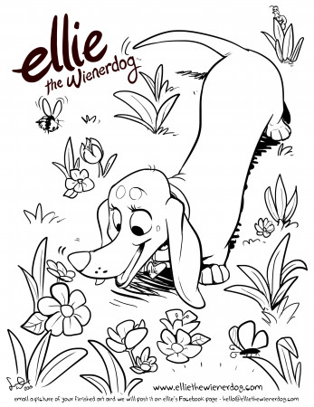 Ellie the Wienerdog's Spring Coloring Page – Ellie The Wienerdog