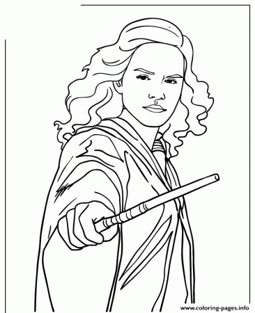 Harry Potter Hermione Granger Holding Wand Coloring Pages Printable