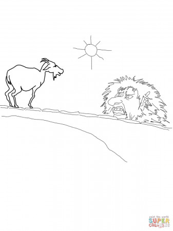 The Middle Billy Goat Speaks to the Troll coloring page | Free ...