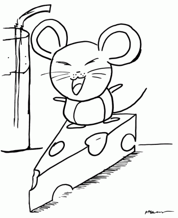 Anime Coloring Pages | Mouse surfin Cheese Wedge Anime Coloring 