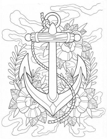 Anchor tattoo coloring Page Digital Download | Coloring pages ...