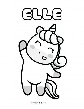 Elle unicorn coloring page