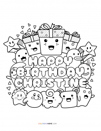 Happy Birthday Christine coloring page