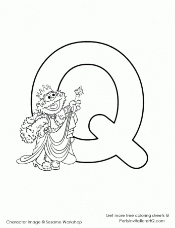 Queen - Letter Q - Sesame Street Alphabet Coloring Page