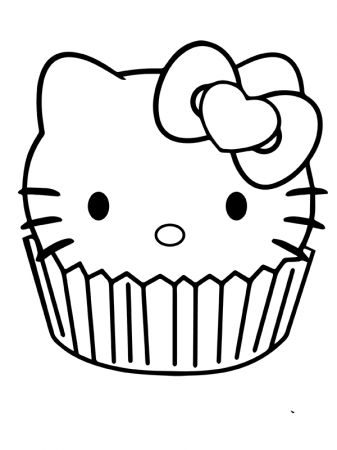 Hello Kitty Cupcake Coloring Page - Free Printable Coloring Pages for Kids