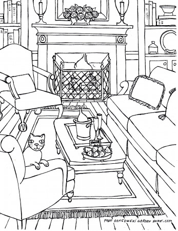 Coloring pages for Adults… Some Drawings of Living Rooms for Adults to Color.  | Fred Gonsowski Garden Home