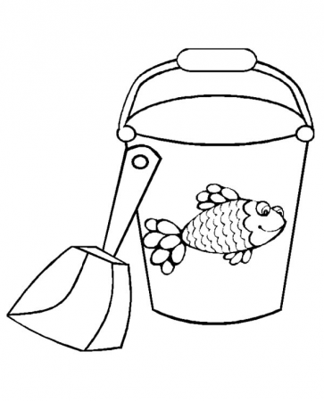 Fish Decorated Bucket And Shovel Coloring Pages | Best Place to Color | Coloring  pages, Beach bucket, Color