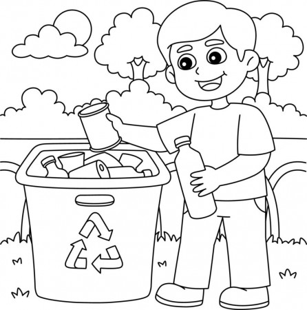 Boy Recycling Coloring Page for Kids 17022903 Vector Art at Vecteezy