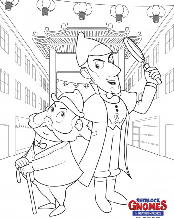 Free printable coloring sheets from Sherlock Gnomes!