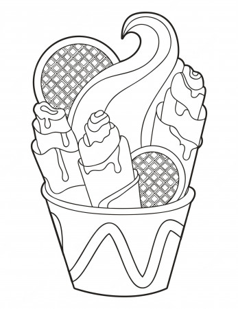 Premium Vector | Thai ice-cream with cookies coloring page