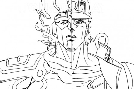 Jotaro and Star Platinum Coloring Page - Free Printable Coloring Pages for  Kids