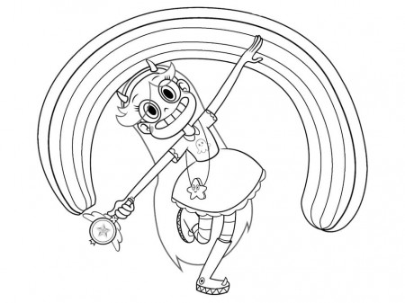 Star Butterfly and Rainbow Coloring Page - Free Printable Coloring Pages  for Kids