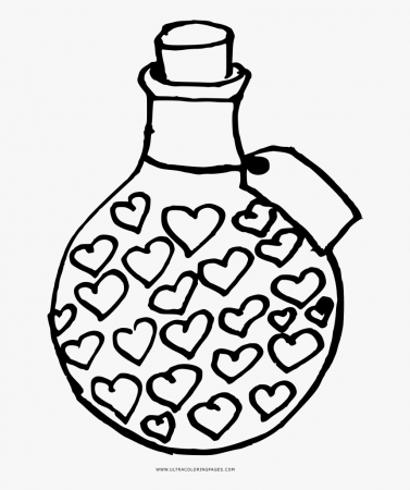 Love Potion Coloring Page - Free Colouring Potion Bottles, HD Png Download  , Transparent Png Image - PNGitem