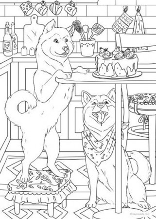 Hungry Dogs Printable Adult Coloring Page From Favoreads - Etsy