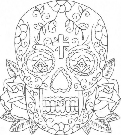 Printable Of Sugar Skulls - Coloring Pages for Kids and for Adults