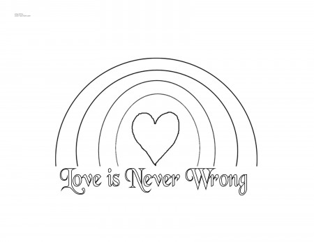 Love is Never Wrong Rainbow Valentine Coloring Page