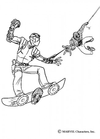 SPIDER-MAN coloring pages - Spiderman catching Harry Osborn the 
