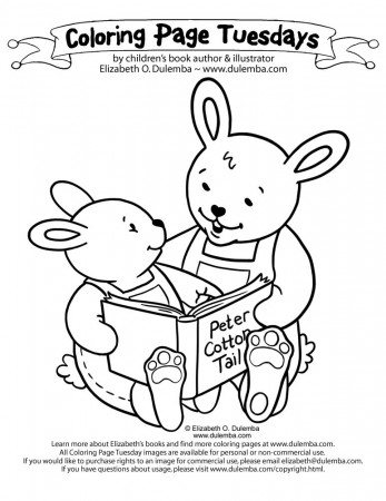 dulemba: Coloring Page Tuesday! - Reading Bunnies