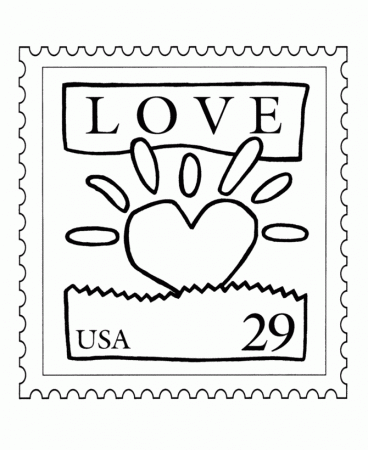 BlueBonkers: USPS Love Stamp Coloring Pages - Love Heart Stamp