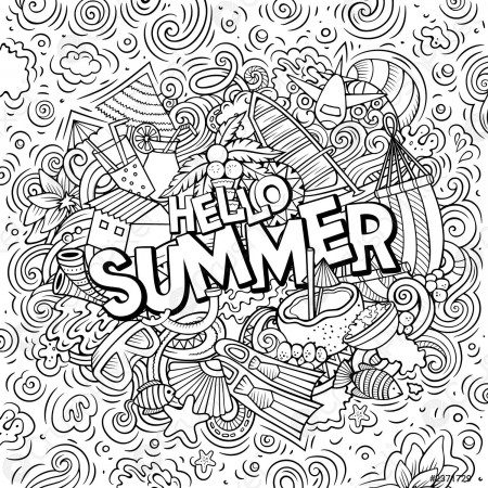 Hello Summer hand drawn cartoon doodles illustration Funny seasonal design  - stock vector 2371729 | Crushpixel