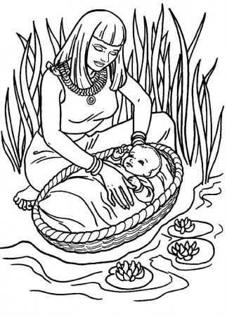 Moses Found Safely in River of Nile Coloring Page: Moses Found ...