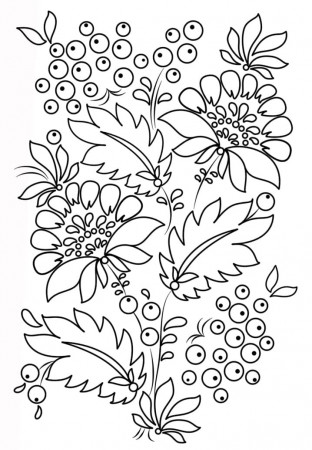 Petrykivka Pattern Coloring Page - Free Printable Coloring Pages for Kids