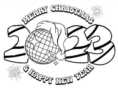 Merry Christmas and Happy New Year 2023 Coloring Page - Free Printable Coloring  Pages for Kids