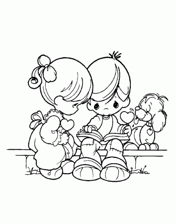 Precious Moments coloring pages for kids - Precious Time Kids Coloring Pages