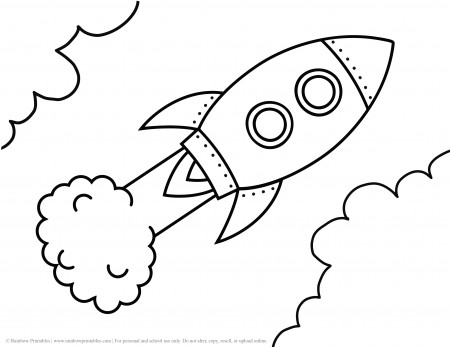 11 Rocket Ship, Cute Aliens & UFO in Outer Space Coloring Pages For Kids -  Rainbow Printables
