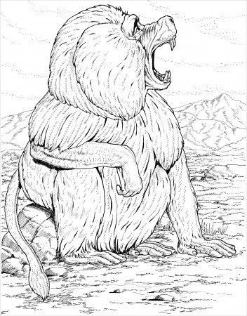 Growling Baboon Coloring Page - ColoringBay