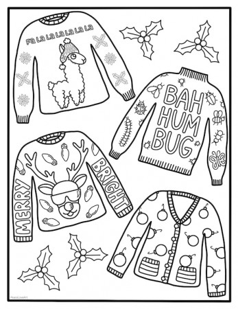 Ugly Christmas Sweater Coloring Page - Etsy