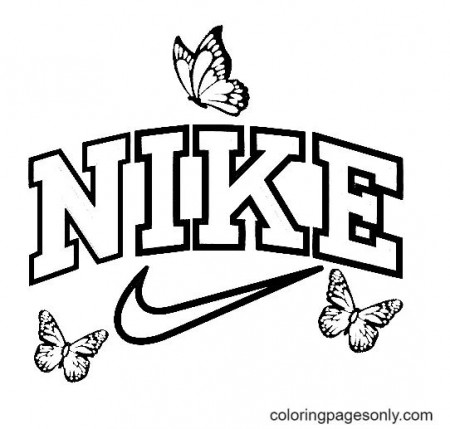 Nike with Butterfly Coloring Page ...