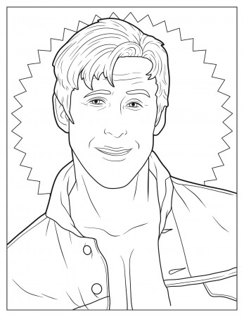 Ryan Gosling as Ken in Barbie movie coloring page