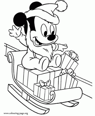 Mickey Mouse - Baby Mickey as Santa Claus coloring page