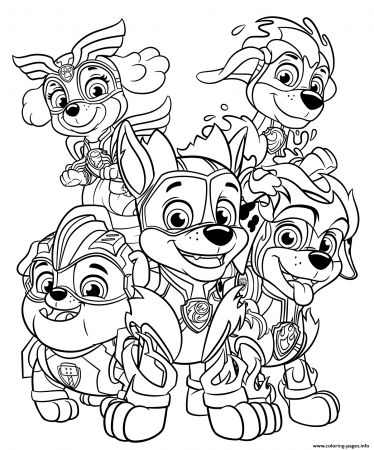 Paw Patrol Mighty Pups Coloring Pages Printable
