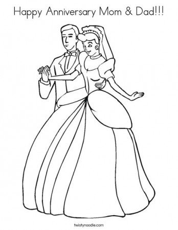 Happy Anniversary Mom & Dad Coloring Page - Twisty Noodle