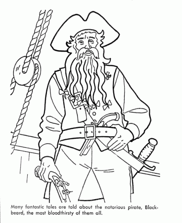 Pirates of the Caribbean Black Beard Coloring Page for Kids Printable |