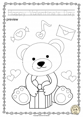 Valentine`s Day Trace and Color Pages {Fine Motor Skills + Pre-writing} *  Anastasiya Multimedia Studio | Valentines day coloring, Coloring pages,  Fine motor skills